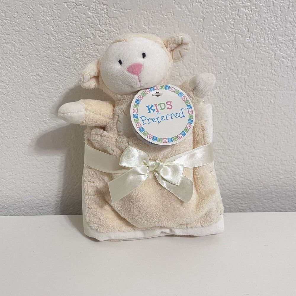 Kids Preferred Lamb in Pocket Security Blanket Lovey Lovie Satin Backing NEW